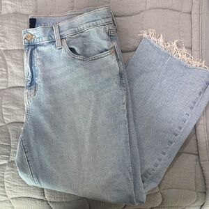 GAP Light Blue Cropped Jeans with Frayed Hem